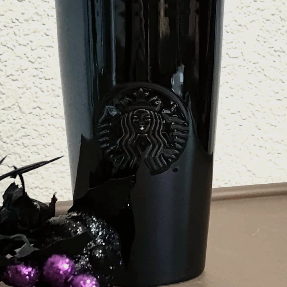 Starbucks 2019 Black Mirrored Ceramic Travel Tumbler 12oz